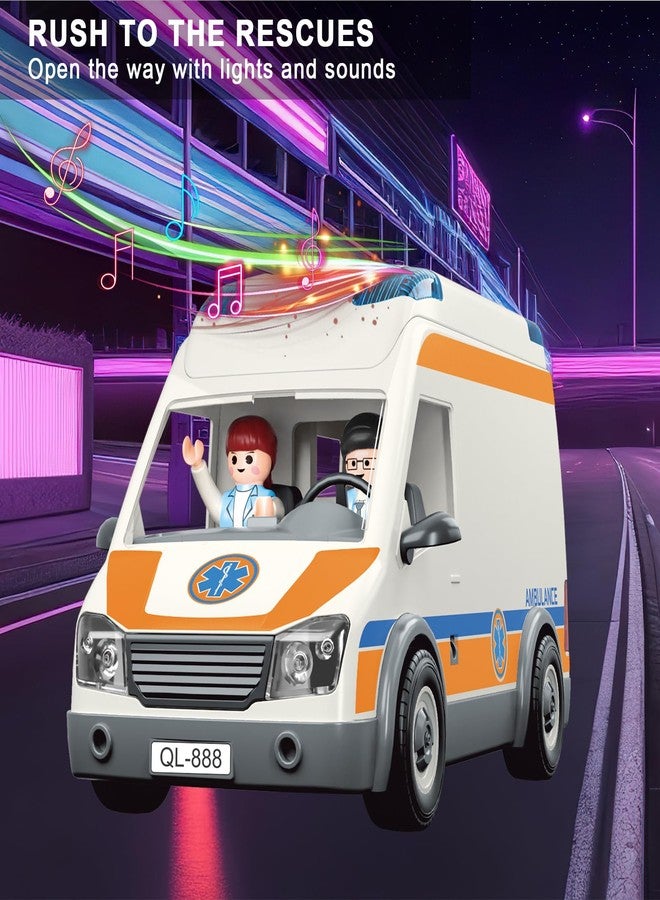 lonfypeng Ambulance Toy Truck for Kids 3-8, Large Toy Cars with Lights & Sounds, Emergency Vehicle Toddler Toys, Rescue Role Playset Play & Learn Toddler Toys Ages 3 4 5 6 7 8 9 10 11 12(Ambulance) - Image 5